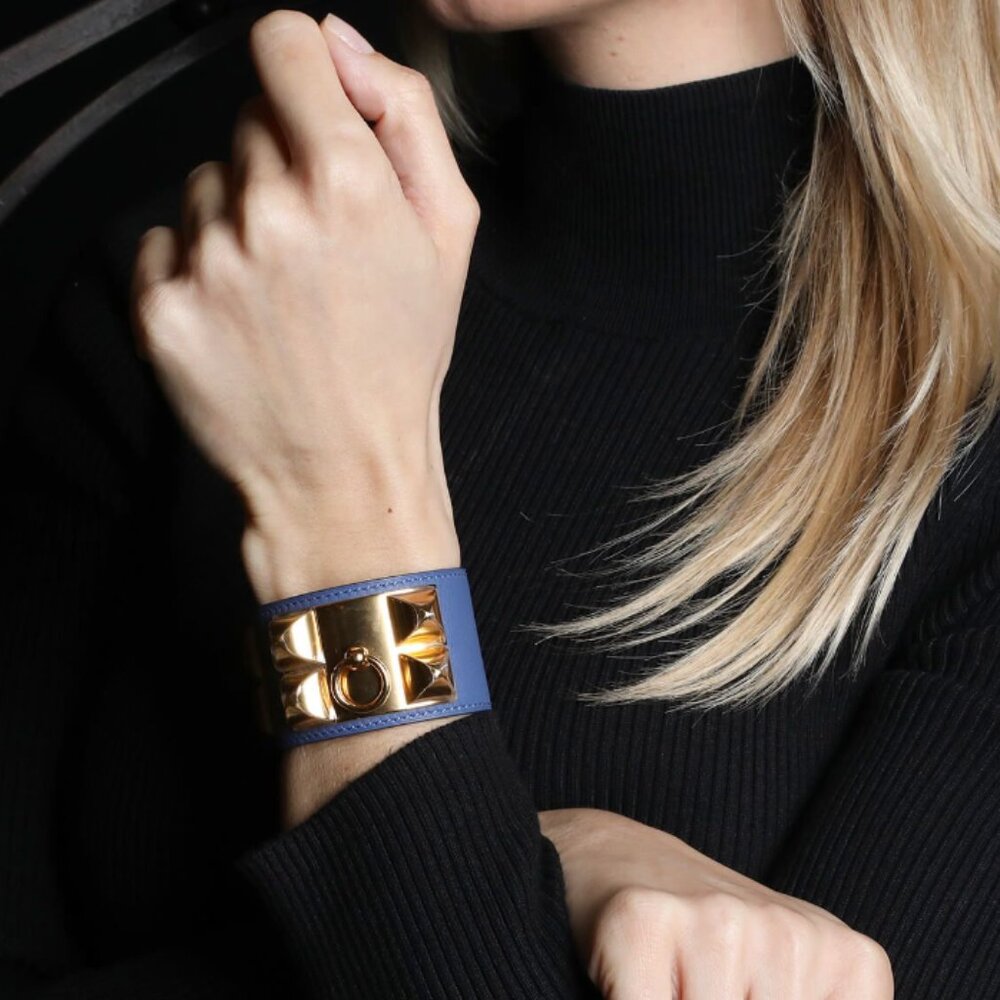 Hermès Collier de Chien in BLUE Leather